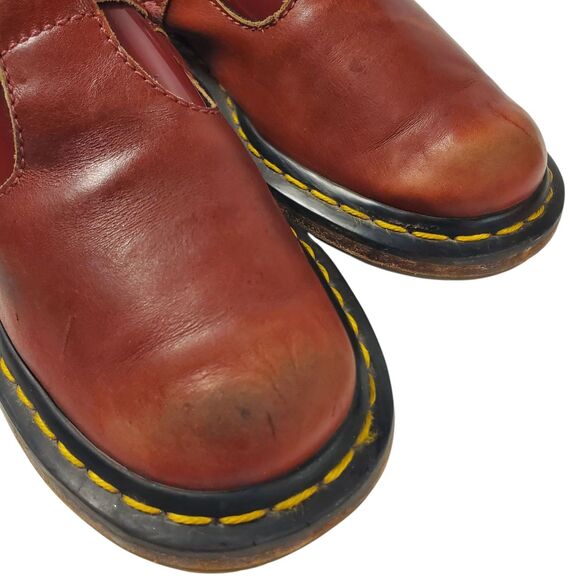 Vintage DR. MARTENS Shoes Womens Size 6 Burgundy Red T Strap Mary Janes Y2K 90s - Picture 9 of 14